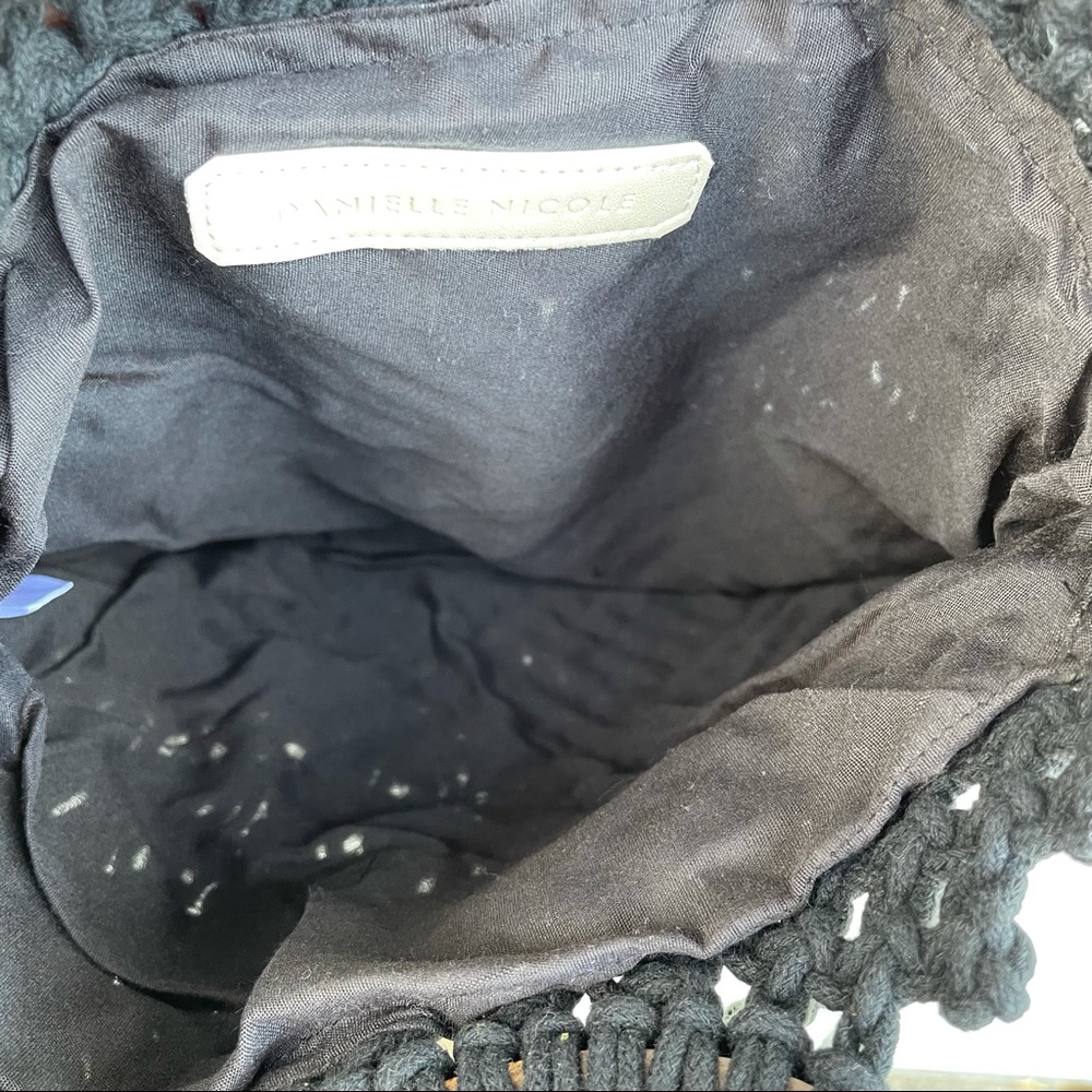 Nwt Danielle Nicole Macram Black Bag Fringe Boho - image 7